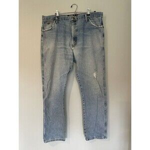 Wrangler George Straight Jeans Mens 40x32 Blue Denim Cowboy Cut Light Wash FLAWS